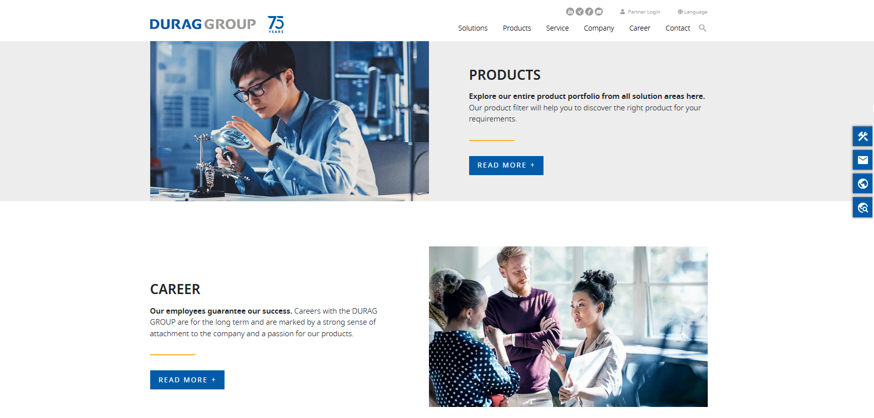 Image snippet from the DURAG Group website