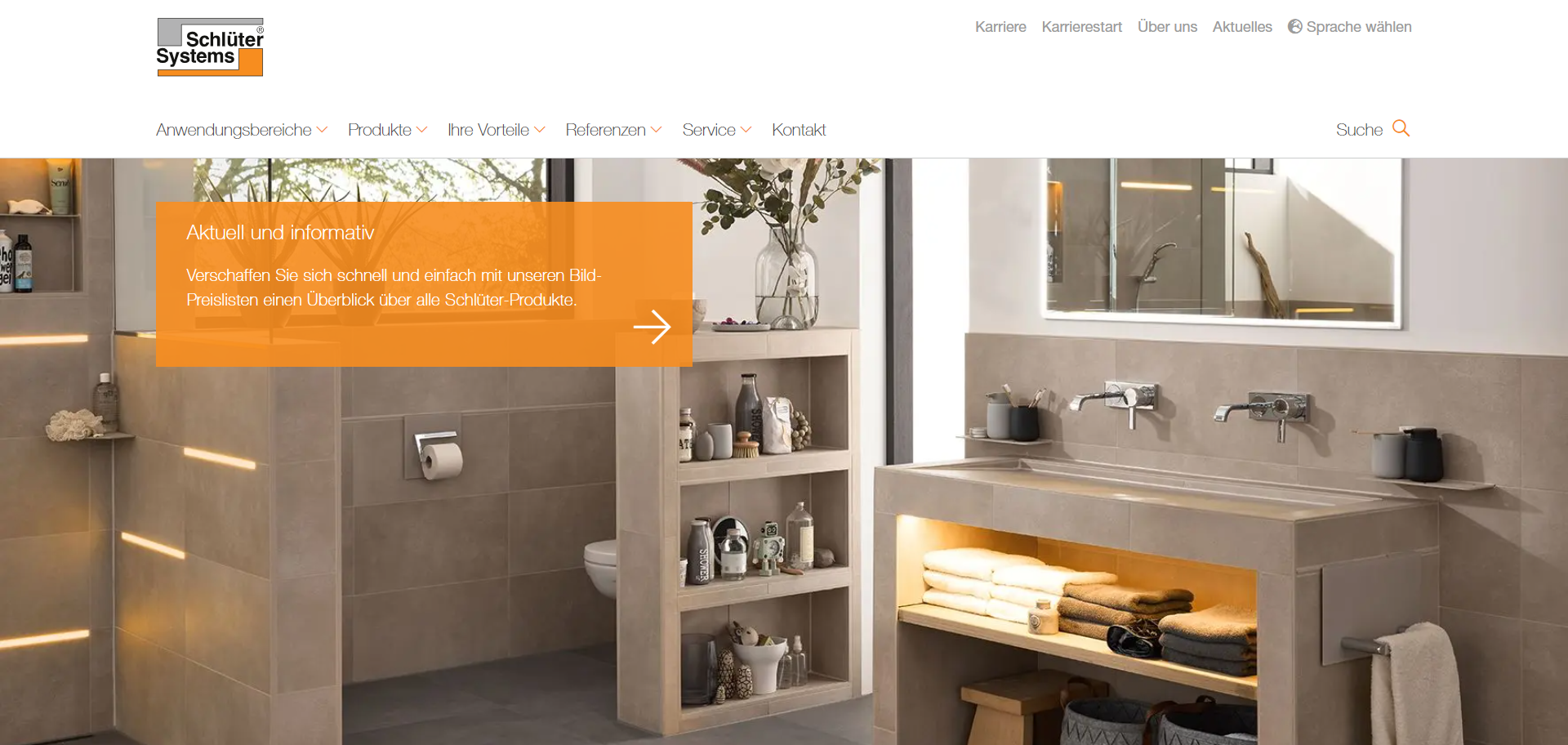 Image snippet from the Schlüter Systems website