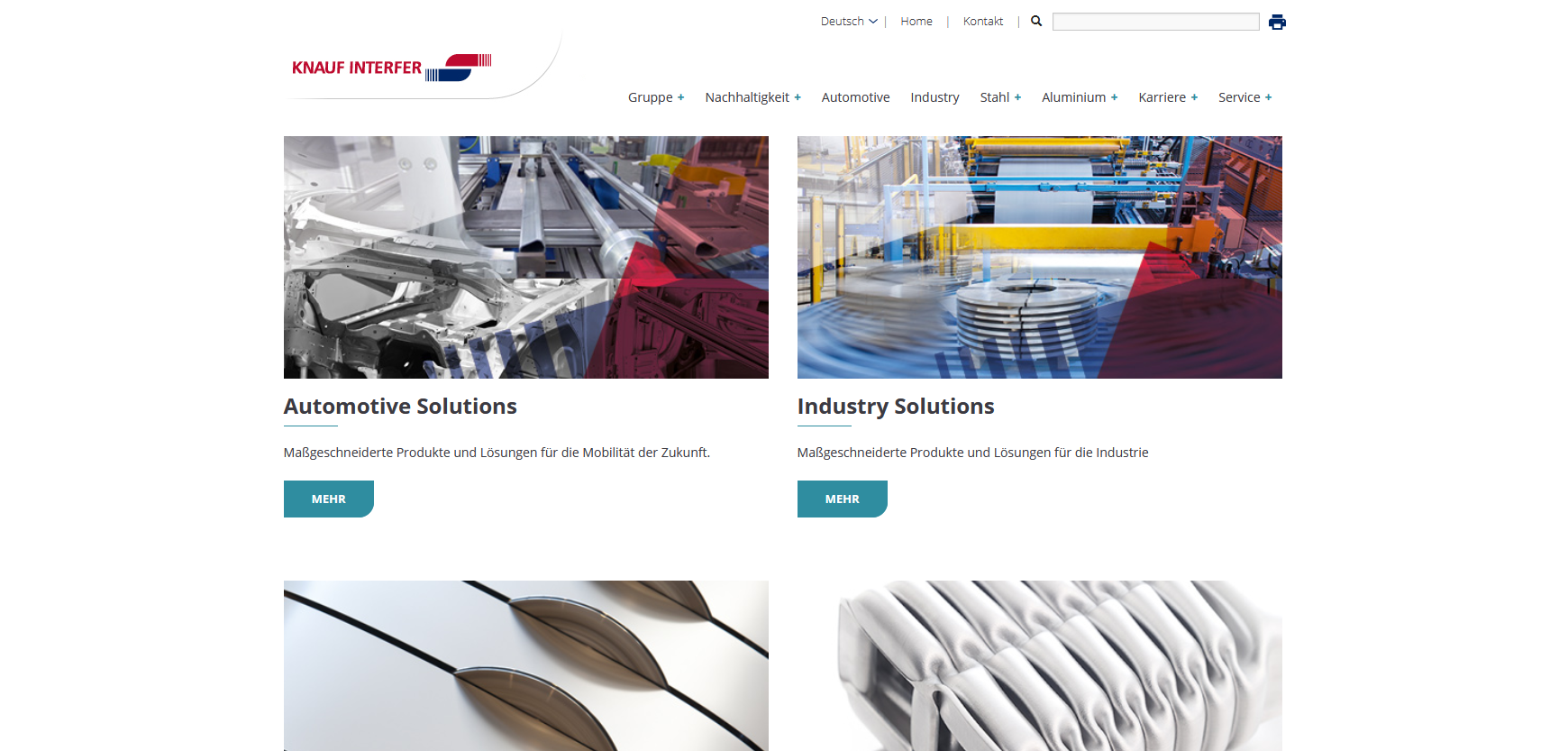 Website Ausschnitt von Knauf Interfer